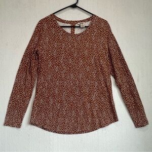 Duluth Women's Willow Knit Pima Modal Cotton Rust Top Shirt Sz M Enamel buttons